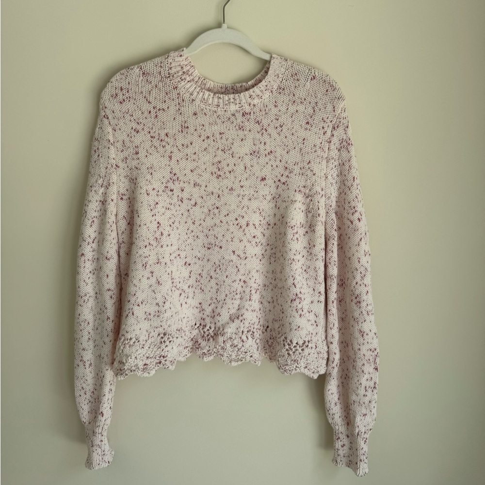 French Connection Winter White Scallop Sweater Size M NWT